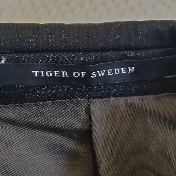 Tiger of Sweden Men Blazer 52 Button Blue Iridescent Single Breasted Jacket - Picture 6 of 11